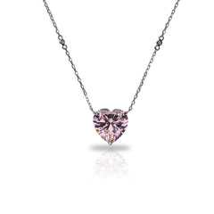 SooSilkyGems COLOR HEART SOLITAIRE CHAIN NECKLACE