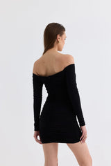 Manshet Verve Boat Neck Mini Elbise