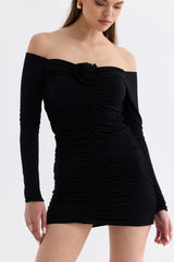 Manshet Verve Boat Neck Mini Elbise