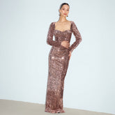 Alia Studio Violet in Bronz Elbise