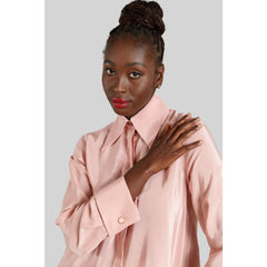 Viscose Rayon Gathered Back Shirt (Rose)
