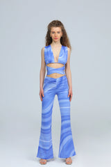 Wear Three Points Purple Iris Tie-up Bustier