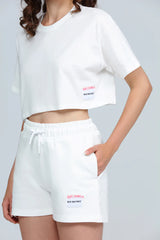 Wear Three Points White Weekend Crop T-Shirt