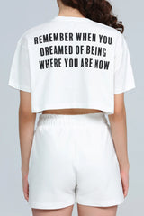 Wear Three Points White Weekend Crop T-Shirt