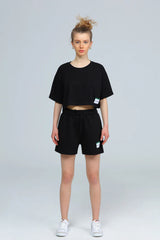 Wear Three Points Black Weekend Crop T-Shirt