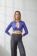 Wear Three Points Navy Frida Lace Crop