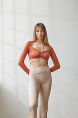 Wear Three Points Sophia Brick Tie Crop Bodysuit