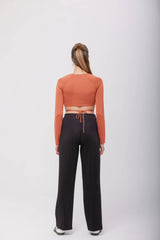 Wear Three Points Sophia Brick Tie Crop Bodysuit