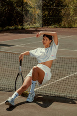 Wear Three Points White Weekend Crop T-Shirt