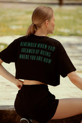 Wear Three Points Black Weekend Crop T-Shirt