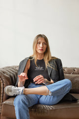 Wear Three Points Black Infinity Crop Camisole