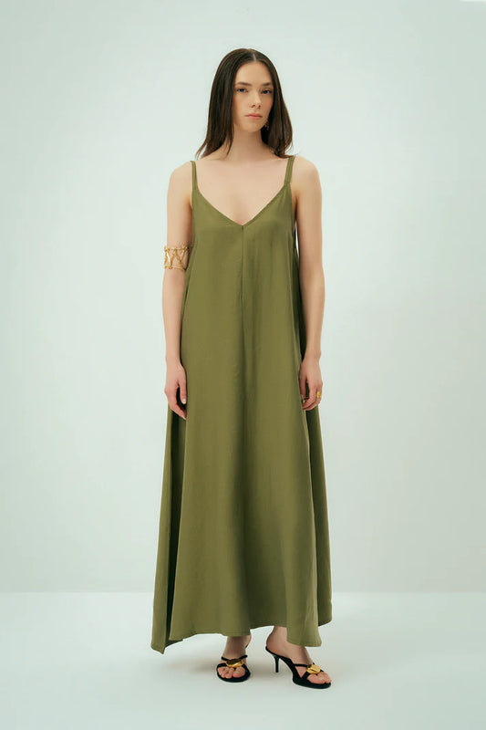 Wear Three Points Khaki Cielo Strap Dress