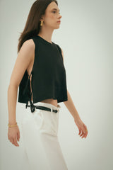 Wear Three Points Siyah Luna Keten Top