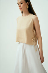 Wear Three Points Ekru Luna Keten Top