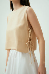 Wear Three Points Ekru Luna Keten Top