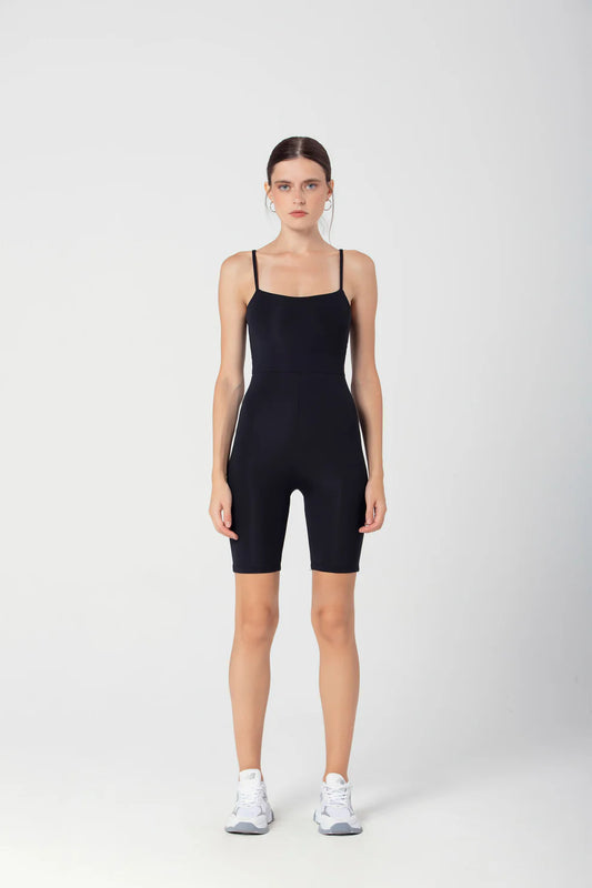 Wear Three Points Black Adjustable Strap Mini Jumpsuit