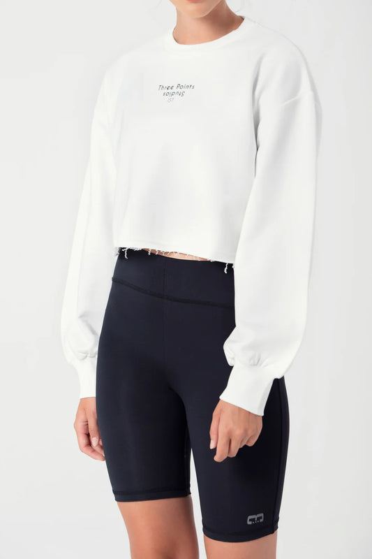 Wear Three Points White Jolie Crop Sweatshirt