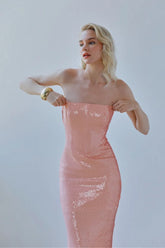 Saléa Charlotte Sequin Salmon Pink Maxi