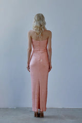 Saléa Charlotte Sequin Salmon Pink Maxi