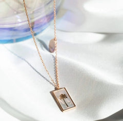 Chaseldor Baguette Palm Mother of Pearl Necklace