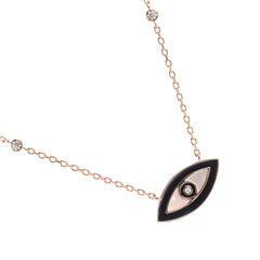 Chaseldor Black Enamel Eye Necklace