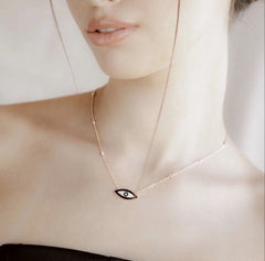 Chaseldor Black Enamel Eye Necklace