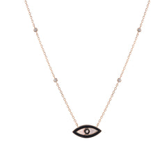 Chaseldor Black Enamel Eye Necklace