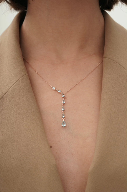 Chaseldor Blue Stone Drop Necklace