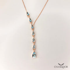 Chaseldor Blue Stone Drop Necklace