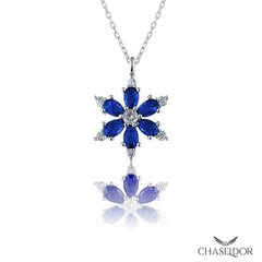Chaseldor Blue Stone Star Flower Necklace