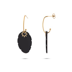 Chaseldor Cia Black Natural Stone Steel Women Earrings