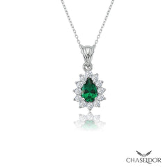 Chaseldor Diamond Montage Emerald Drop Necklace