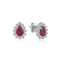 Chaseldor Diamond Mounted Ruby Drop Earrings