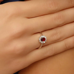 Chaseldor Diamond Mounted Ruby Oval Ring