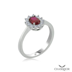 Chaseldor Diamond Mounted Ruby Oval Ring