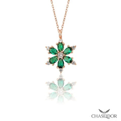 Chaseldor Green Stone Star Flower Necklace
