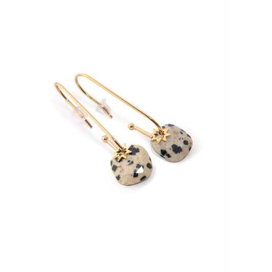 Chaseldor Hoshi Gold Leopard Print Natural Stone Steel Women Earrings