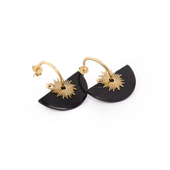 Chaseldor Jiji Gold Black Natural Stone Gold Plated Steel Women Earrings