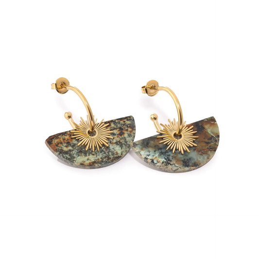 Chaseldor Jiji Gold Colorful Natural Stone Gold Plated Steel Women Earrings