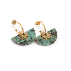 Chaseldor Jiji Gold Green Natural Stone Gold Plated Steel Women Earrings