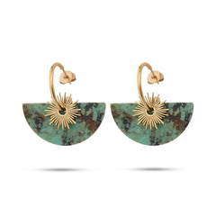 Chaseldor Jiji Gold Green Natural Stone Gold Plated Steel Women Earrings