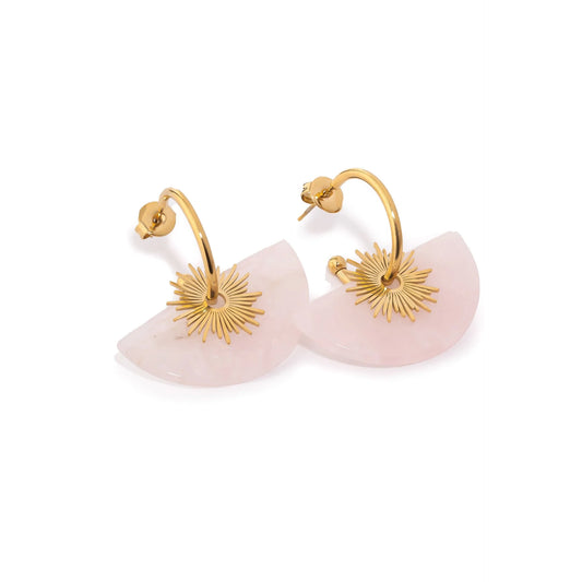 Chaseldor Jiji Light Pink Natural Stone Steel Women Earrings