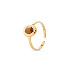 Chaseldor Lisa Gold Brown Natural Stone Gold Plated Steel Women's Ring