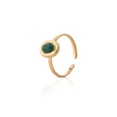 Chaseldor Lisa Gold Emerald Green Natural Stone Gold Plated Steel Women's Ring