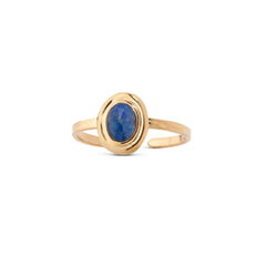 Chaseldor Lisa Gold Navy Blue Natural Stone Gold Plated Steel Women's Ring