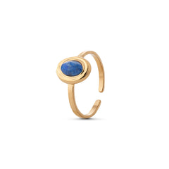 Chaseldor Lisa Gold Navy Blue Natural Stone Gold Plated Steel Women's Ring