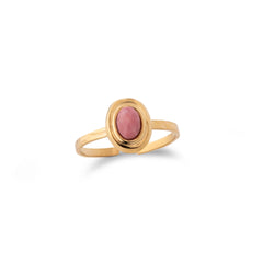Chaseldor Lisa Gold Pink Natural Stone Gold Plated Steel Women's Ring