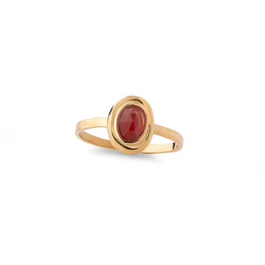 Chaseldor Lisa Gold Red Natural Stone Gold Plated Steel Women's Ring