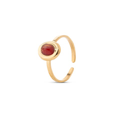 Chaseldor Lisa Gold Red Natural Stone Gold Plated Steel Women's Ring