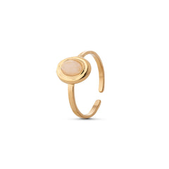 Chaseldor Lisa Gold White Natural Stone Gold Plated Steel Women's Ring